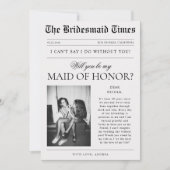 Krantenfoto unieke vraag aan bruidsmeisje kaart (Voorkant)