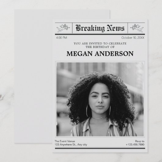 Krantenfoto verjaardag kaart (Voorkant / Achterkant)