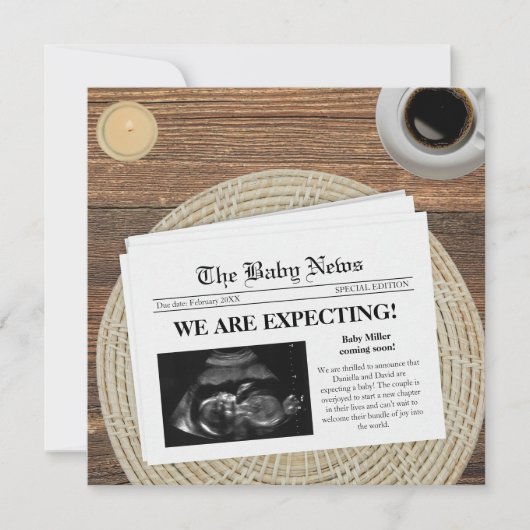 Krantenfoto We verwachten zwangerschap Aankondiging (Voorkant)