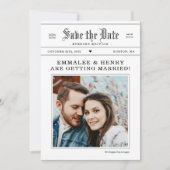  krantenfoto Weddenschap Save the Date Kaart (Voorkant)