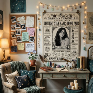 Krantenfoto zwart-wit tiener verjaardag meisje poster