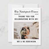 Krantenfotocollage Elegante bruiloft Dank u Kaart (Voorkant)