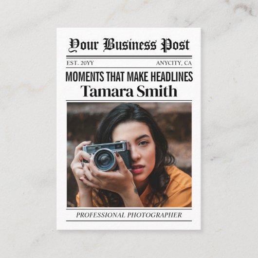 Krantenfotograaf, professioneel Visitekaartje Contactkaartje (Voorkant)