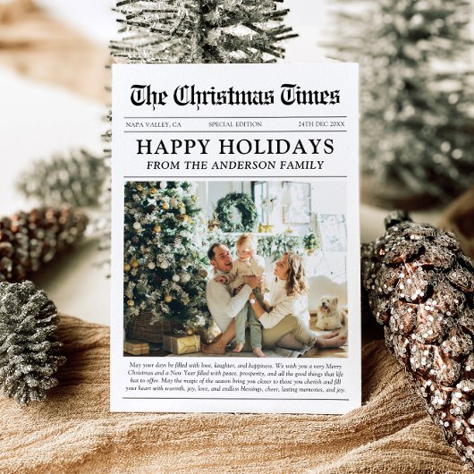 Krantenjaar in Review Familiefoto Kerst Feestdagenkaart