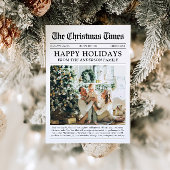 Krantenjaar in Review Familiefoto Kerst Feestdagenkaart