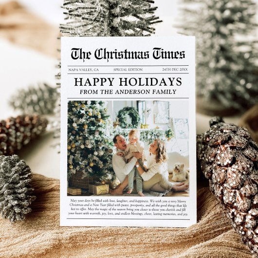 Krantenjaar in Review Familiefoto Kerst Feestdagenkaart