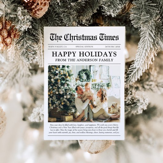 Krantenjaar in Review Familiefoto Kerst Feestdagenkaart