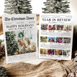 Krantenjaar in Review Familiefoto Kerst Feestdagenkaart<br><div class="desc">Ons Jaar in de Review Kaart Sjabloon is de perfecte manier om de hoogtepunten, herinneringen en mijlpalen van het afgelopen jaar te delen met familie en vrienden. Ontworpen als een unieke en leuke kerstkaart in een 'Year in Review' krantenstijl, bevat deze kaart een collectie van uw favoriete familiefoto's. De voorpagina...</div>
