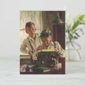  krantenjournalisten, schrijfmachines kaart (Staand voorkant)