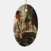  krantenjournalisten, schrijfmachines keramisch ornament (Rechts)