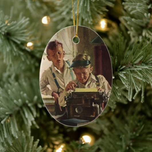  krantenjournalisten, schrijfmachines keramisch ornament (Boom)