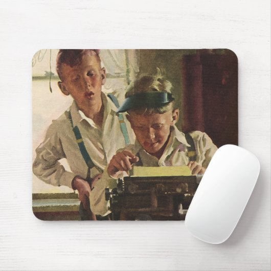  krantenjournalisten, schrijfmachines muismat (Met muis)