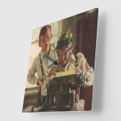  krantenjournalisten, schrijfmachines vierkante klok (Hoek)