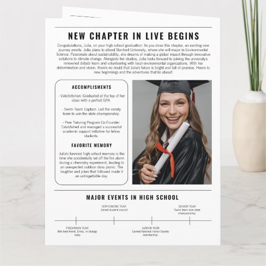 Krantenklasse van 2025 Afstuderen Photo Prop Kaart (Achterkant)