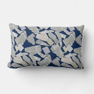 Krantenknipsel Patroon 01x4.b DBlue Kussen