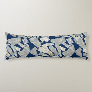 Krantenknipsel Patroon 01x4.b DBlue Lichaamskussen