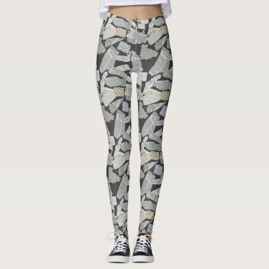 Krantenknipsel Patroon 01x4.b DGrey Leggings (Voorkant)
