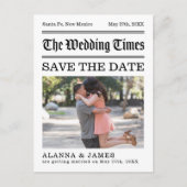 Krantenkop Foto Save the Date Briefkaart (Voorkant)