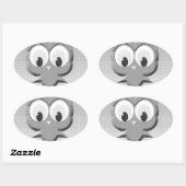 Krantenkoppen in zwart-wit ovale sticker (Vel)