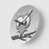 Krantenkoppen in zwart-wit ronde klok (Hoek)