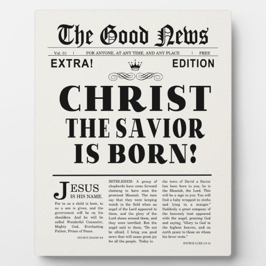 Krantenkoppen Kerstmis Fotoplaat (Voorkant)