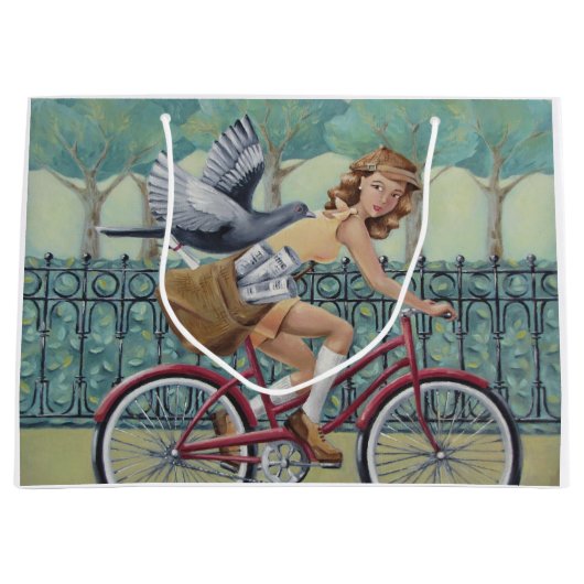 Krantenmeisje en fietsencadeautas groot cadeauzakje (Voorkant)
