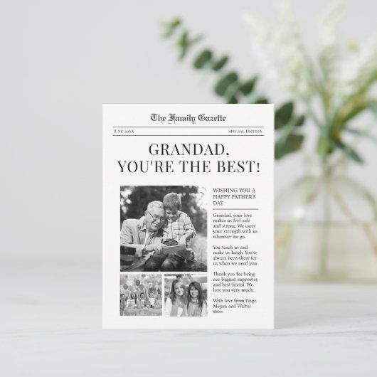 Krantenoma Vaderdag groetkaart Feestdagenkaart (Staand voorkant)