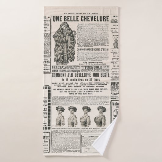 Krantenpagina met antiek advertentie badhanddoek (Badhanddoek)