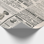 Krantenpagina met antiek advertentie cadeaupapier (Hoek)