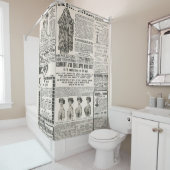 Krantenpagina met antiek advertentie douchegordijn (In situ)