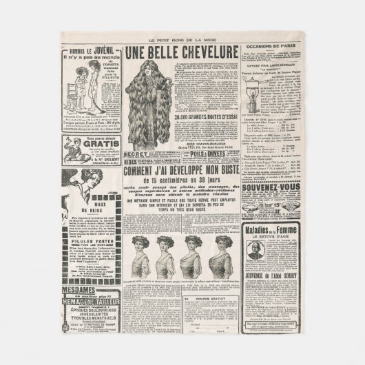 Krantenpagina met antiek advertentie fleece deken (Voorkant)