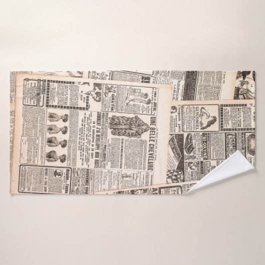 Krantenpagina's met antiek adverteren. Vrouw Badhanddoek (Badhanddoek)