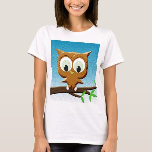 Krantenpapier Cartoon Uil T-shirt (Voorkant)
