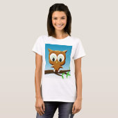 Krantenpapier Cartoon Uil T-shirt (Voorkant volledig)