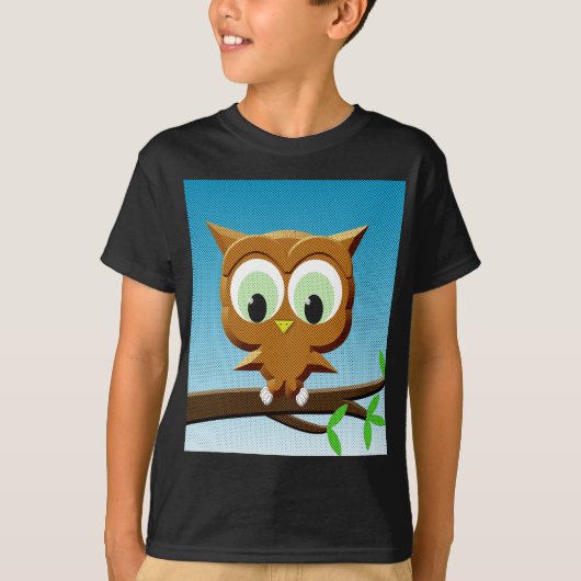 Krantenpapier Cartoon Uil T-shirt (Voorkant)