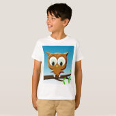 Krantenpapier Cartoon Uil T-shirt (Voorkant volledig)
