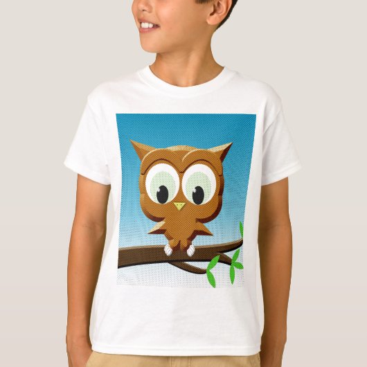 Krantenpapier Cartoon Uil T-shirt (Voorkant)