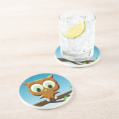 Krantenpapier Cartoon Uil Zandsteen Onderzetter (Zijkant)