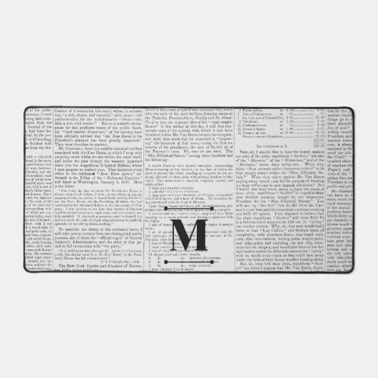 krantenpapier Custom Monogram Bureaumat (Voorkant)