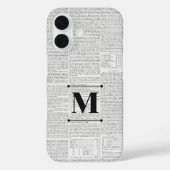  krantenpapier Custom Monogram Case-Mate iPhone Case (Achterkant)