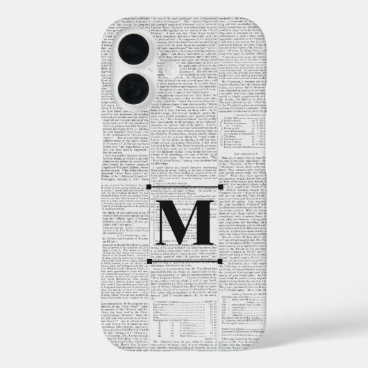  krantenpapier Custom Monogram Case-Mate iPhone Case (Achterkant)