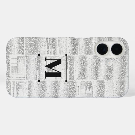  krantenpapier Custom Monogram Case-Mate iPhone Case (Achterkant (horizontaal))