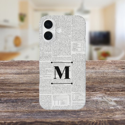  krantenpapier Custom Monogram Case-Mate iPhone Case