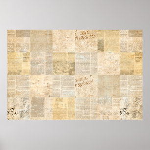 Krantenpapier, gerijpt krantenpapier poster