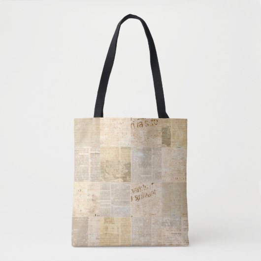 Krantenpapier, gerijpt krantenpapier tote bag (Voorkant)