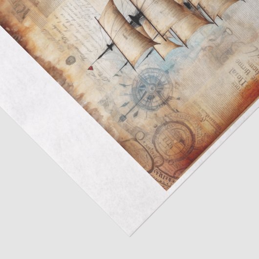  krantenpapier met zeilgaljoen tissuepapier (Detail)