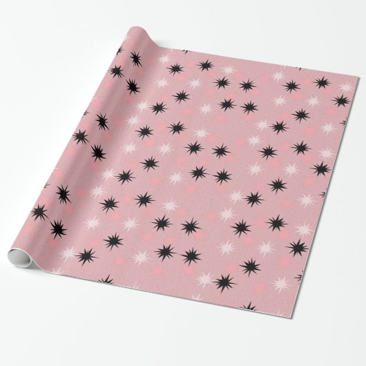 Krantenpapier voor atomaire-roze Starbursts Cadeaupapier (Uitgerold)