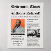 Krantenposter voor geschenk in lijst bij pensioner poster (Voorkant)