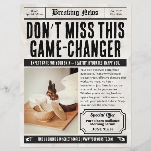 Krantenproductbrochure | Retro-advertenties voor k Flyer (Voorkant)