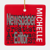 Krantenredacteur Extraordinaire CUSTOM Keramisch Ornament (Achterkant)